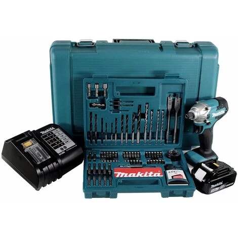 Makita DTD 156 SFK Akku Schlagschrauber 18V 155Nm 1/4" + 1x Akku 3,0Ah + Ladegerät + 100 Tlg. Bit Bohrer Set + Koffer 6 Makita DTD 156 SFK Akku Schlagschrauber 18V 155Nm 1/4" + 1x Akku 3,0Ah + Ladegerät + 100 Tlg. Bit Bohrer Set + Koffer – Bild 4