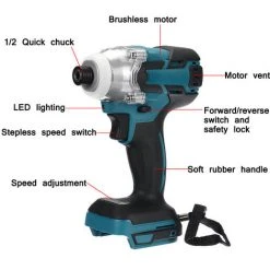 INSMA Schraubenschlüssel Schlagschrauber Bürstenloser Akkuschrauber 520Nm Pr 18V Makita Batterie -Drehschlagschrauber Soldes 24072831 5