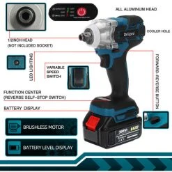 AUGIENB 18V Akku Schlagschrauber 300Nm Ratschen Schrauber Chrauber Mit 2 Batterien 10 AUGIENB 18V Akku Schlagschrauber 300Nm Ratschen Schrauber Chrauber Mit 2 Batterien -Drehschlagschrauber Soldes 34719627 4