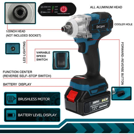 AUGIENB 18V Akku Schlagschrauber 300Nm Ratschen Schrauber Chrauber Mit 2 Batterien 6 AUGIENB 18V Akku Schlagschrauber 300Nm Ratschen Schrauber Chrauber Mit 2 Batterien – Bild 4