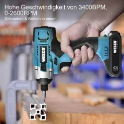 WESCOTOOLS Akku Schlagschrauber, WESCO 18V Schlagschrauber Mit 2.0Ah Akku Und Ladegerät, Motor Zum Schrauben, Bohren & Schlagbohren, Variable Geschwindigkeit Und LED-Leicht, WS2318 -Drehschlagschrauber Soldes 39582411 3