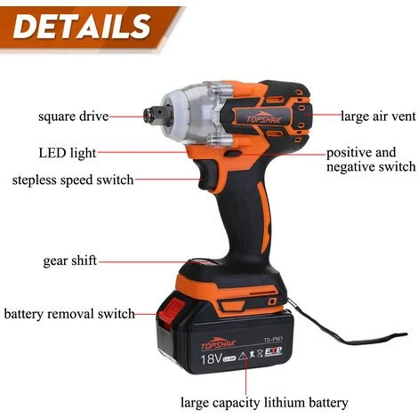 MAEREX MUSTOOL 18V Akku Schlagschrauber Bürstenloser Bohrschrauber Akkuschrauber Elektrowerkzeug 7 MAEREX MUSTOOL 18V Akku Schlagschrauber Bürstenloser Bohrschrauber Akkuschrauber Elektrowerkzeug – Bild 5