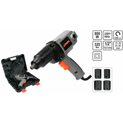 STHOR Elektro Schlagschrauber inkl. 4 Nüsse Mit Koffer 1/2 325Nm / 800W Nuss 17/19/21/22mm 3 STHOR Elektro Schlagschrauber inkl. 4 Nüsse Mit Koffer 1/2 325Nm / 800W Nuss 17/19/21/22mm