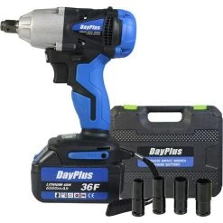 DAY PLUS Akku Schlagschrauber 18V 1/2 Zoll Vierkantschlüssel Mit Akku 6.0 Ah - Schnellladung, Drehmoment 420 Nm, Variable Geschwindigkeit Und LED-Leicht (Mit 1-Akku)