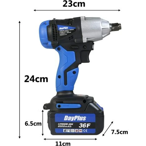 DAY PLUS Akku Schlagschrauber 18V 1/2 Zoll Vierkantschlüssel Mit Akku 6.0 Ah - Schnellladung, Drehmoment 420 Nm, Variable Geschwindigkeit Und LED-Leicht (Mit 1-Akku) 7 DAY PLUS Akku Schlagschrauber 18V 1/2 Zoll Vierkantschlüssel Mit Akku 6.0 Ah - Schnellladung, Drehmoment 420 Nm, Variable Geschwindigkeit Und LED-Leicht (Mit 1-Akku) – Bild 5