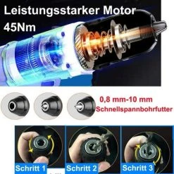 DAY PLUS 21V Akku-Bohrschrauber Mit Hammerkopf Magnet Funktion,1x 1.5Ah Akku,45Nm 18+1 Drehmomentstufen Akku-Bohrer Akkuschrauber 2 Gang 29-tlg Zubehör-Set 11 DAY PLUS 21V Akku-Bohrschrauber Mit Hammerkopf Magnet Funktion,1x 1.5Ah Akku,45Nm 18+1 Drehmomentstufen Akku-Bohrer Akkuschrauber 2 Gang 29-tlg Zubehör-Set -Drehschlagschrauber Soldes 47797958 5