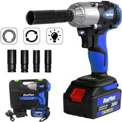 DAY PLUS 18V Akku-Schlagschrauber 1/2 Zoll Set Mit 2 X 6.0Ah Akku Und EU Ladegerät, 420Nm, 4 Stecknüsse - 14/17/19/22mm, 2-Gang Einstellbar Drehschlagschrauber Mit Tragetasche (Mit 2-Akku)