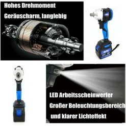 DAY PLUS Akku Schlagschrauber Akku-Bohrer 2 In 1, 420Nm Drehschlagschrauber, 1/2 Zoll Bohrfutter Schlagschrauber (18V 6.0Ah Akku) Eingebautes LED-Arbeitslicht, 4 Stecknüsse, 6 Bohrern & Transportkoffer -Drehschlagschrauber Soldes 55257454 3