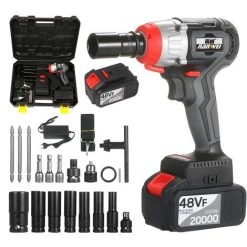 Nanwei Cordless Schlagschlüssel Kit Brushless Bohrer 1/2 & 1/4 Zoll Quick Chuck 380nm Drehmoment Schnelles Ladegerät 2x4.0A Batterievariable Geschwindigkeit Multifunktions-Impact Kit Mit 18 Zubehör Und Tragebox - Modell:EU-Stecker 2 Batterie-Luxus-Zubehör