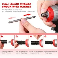 Nanwei Cordless Schlagschlüssel Kit Brushless Bohrer 1/2 & 1/4 Zoll Quick Chuck 380nm Drehmoment Schnelles Ladegerät 2x4.0A Batterievariable Geschwindigkeit Multifunktions-Impact Kit Mit 18 Zubehör Und Tragebox - Modell:EU-Stecker 2 Batterie-Luxus-Zubehör -Drehschlagschrauber Soldes 55628881 4