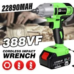 DRILLPRO Akku Schlagschrauber Ratschen Set Schrauber Kompatibel +2x Batterien -Drehschlagschrauber Soldes 57134979 4