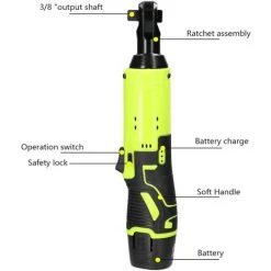 HAPPYSHOPPING Multifunktionaler 12,0 V Kabelloser Wiederaufladbarer Elektrischer Schraubenschlüssel 3/8 Zoll 90 ° Rechtwinkliger Ratschenschlüssel Handheld Driver Power Tool,Host, Multicolor - Host, Multicolor -Drehschlagschrauber Soldes 57795655 3