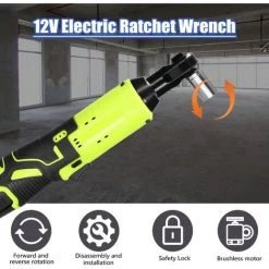 HAPPYSHOPPING Multifunktionaler 12,0 V Kabelloser Wiederaufladbarer Elektrischer Schraubenschlüssel 3/8 Zoll 90 ° Rechtwinkliger Ratschenschlüssel Handheld Driver Power Tool,Host, Multicolor - Host, Multicolor -Drehschlagschrauber Soldes 57795655 5