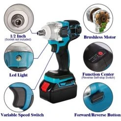 ONEVAN Akku-Schlagschrauber Drehschlagschrauber 2 EN 1 320N.M 1/2" - Für Makita 18V Akku - Mit 1*Akku+1*Tasche 9 ONEVAN Akku-Schlagschrauber Drehschlagschrauber 2 EN 1 320N.M 1/2" - Für Makita 18V Akku - Mit 1*Akku+1*Tasche -Drehschlagschrauber Soldes 58279187 3