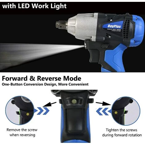 DAY PLUS Akku Schlagschrauber Set 18V, 420Nm Akku Drehschlagschrauber Mit 6.0Ah Akku, LED-Leicht, Vorwärts & Rückwärts Funktion, 14/17/19/22mm Stecknüsse Und Koffer 4 DAY PLUS Akku Schlagschrauber Set 18V, 420Nm Akku Drehschlagschrauber Mit 6.0Ah Akku, LED-Leicht, Vorwärts & Rückwärts Funktion, 14/17/19/22mm Stecknüsse Und Koffer – Bild 2