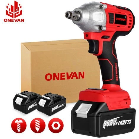ONEVAN Akku-Schlagschrauber, 800n. M, Bürstenloser Schraubenschlüssel, 1/2 Zoll Li-Ion Akku, Für Makita 18V Akku, Für Autoreifen - Mit 2 Akkus 3 ONEVAN Akku-Schlagschrauber, 800n. M, Bürstenloser Schraubenschlüssel, 1/2 Zoll Li-Ion Akku, Für Makita 18V Akku, Für Autoreifen - Mit 2 Akkus