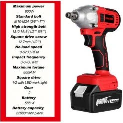 ONEVAN Akku-Schlagschrauber, 800n. M, Bürstenloser Schraubenschlüssel, 1/2 Zoll Li-Ion Akku, Für Makita 18V Akku, Für Autoreifen - Mit 2 Akkus 9 ONEVAN Akku-Schlagschrauber, 800n. M, Bürstenloser Schraubenschlüssel, 1/2 Zoll Li-Ion Akku, Für Makita 18V Akku, Für Autoreifen - Mit 2 Akkus -Drehschlagschrauber Soldes 63595142 3