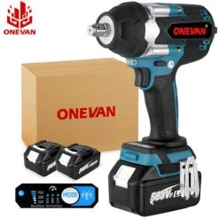 ONEVAN Akku-Schlagschrauber, Akku-Drehschlagschrauber 1800N.M Akku-Schlagschrauber Für LKWs 1/2 Zoll Für 18V Makita Akku-Antriebswerkzeug – Mit 2 Akkus