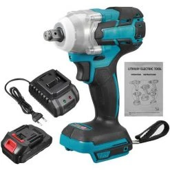 FASGET Elektrischer Kabelloser Bürstenloser Schlagschrauber Bohrereinsatz 1 Akku