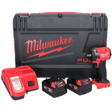 Milwaukee M18 FIW2F38-502X Akku Schlagschrauber 18 V 339 Nm 3/8 " Brushless + 2x Akku 5,0 Ah + Ladegerät + HD Box 4 Milwaukee M18 FIW2F38-502X Akku Schlagschrauber 18 V 339 Nm 3/8 " Brushless + 2x Akku 5,0 Ah + Ladegerät + HD Box – Bild 2