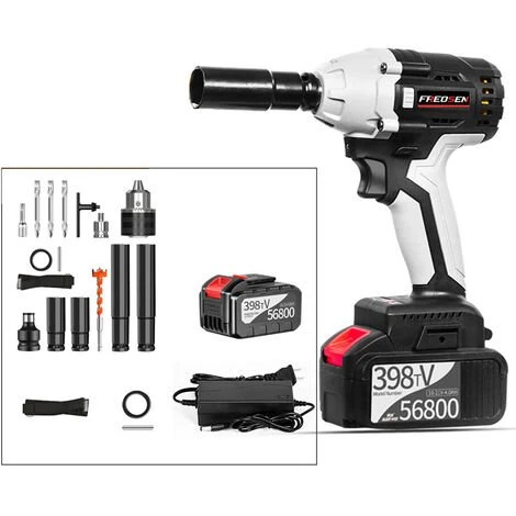 FREOSEN Bürstenloser Akku Schlagschrauber, 4.0 Ah 398TV Akku Steckschlüssel Vierkantantrieb Leistungsstarker Brushless Motor, Mit 16 Zubehörteil 3 FREOSEN Bürstenloser Akku Schlagschrauber, 4.0 Ah 398TV Akku Steckschlüssel Vierkantantrieb Leistungsstarker Brushless Motor, Mit 16 Zubehörteil