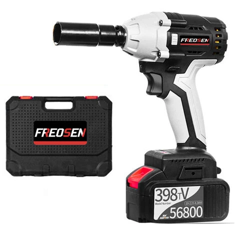 FREOSEN Bürstenloser Akku Schlagschrauber, 4.0 Ah 398TV Akku Steckschlüssel Vierkantantrieb Leistungsstarker Brushless Motor, Mit 16 Zubehörteil 4 FREOSEN Bürstenloser Akku Schlagschrauber, 4.0 Ah 398TV Akku Steckschlüssel Vierkantantrieb Leistungsstarker Brushless Motor, Mit 16 Zubehörteil – Bild 2