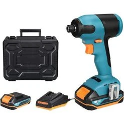 GIZCAM 18V Akku Schlagschrauber,180 Nm, 2,0-Ah-Akku, 6,35-mm-Spannfutter, 2800 IPM Max. Schlagzahl, 0-2200 U/min Rotationsgeschwindigkeit, TDID20K -Drehschlagschrauber Soldes 67676447 2