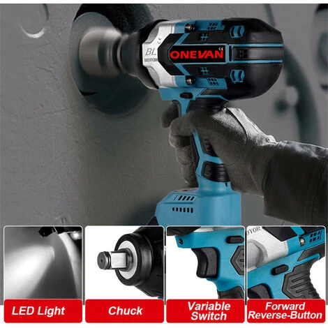 ONEVAN Hohe Drehmoment Bürstenlosen Elektrische 2500W 2200N.M Schlagschrauber Cordless Schlüssel Power Tools Für Makita 18V Batterie 7 ONEVAN Hohe Drehmoment Bürstenlosen Elektrische 2500W 2200N.M Schlagschrauber Cordless Schlüssel Power Tools Für Makita 18V Batterie – Bild 5